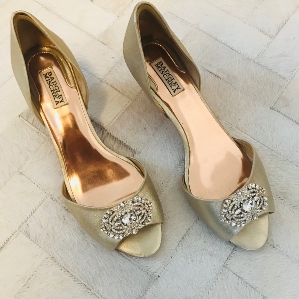 Badgley Mischka Gold Jeweled Heel - 11